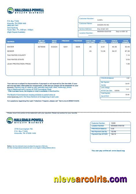 USA Hallsdale-Powell business utility bill
